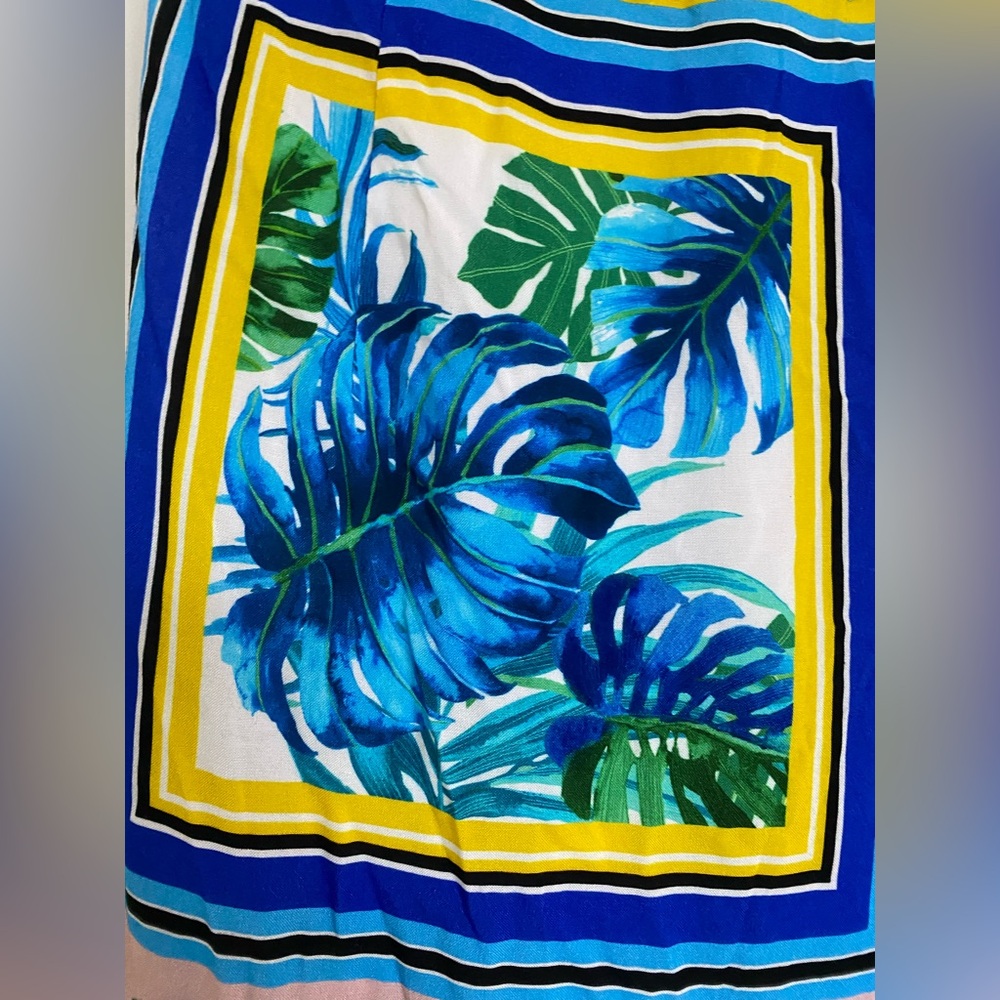 Boston Proper Tropical Patchwork Halter Dress with Yellow Fringe - Picture 9 of 14